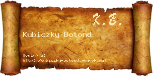 Kubiczky Botond névjegykártya